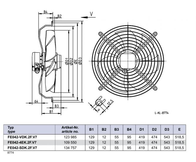 Габаритные размеры FE042-VDK.2F.V7