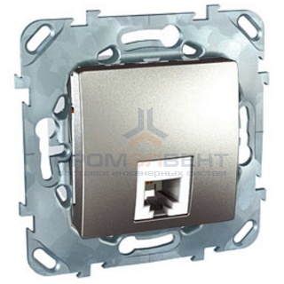 Телефонная розетка  1хRJ12 (6 контактов)  SE Unica Top, алюминий