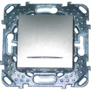 Одноклавишный выключатель  с подсветкой  SE Unica Top, алюминий