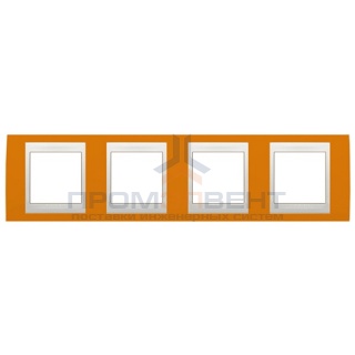 Рамка Unica хамелеон 4 поста горизонтальная оранжевый/белая