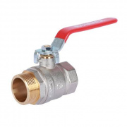 Кран шаровой полнопроходной ROMMER RBV-0002 - 1"1/2 (ВР/НР, PN32, Tmax 130°C, ручка-рычаг красная)