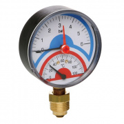 Термоманометр ICMA 258 - 1/2" (D-80мм, шкала 0-6 бар / 0-120°C)