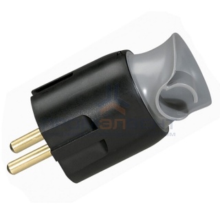 Вилка Legrand с заземлением 16А с поворотным механизмом черная